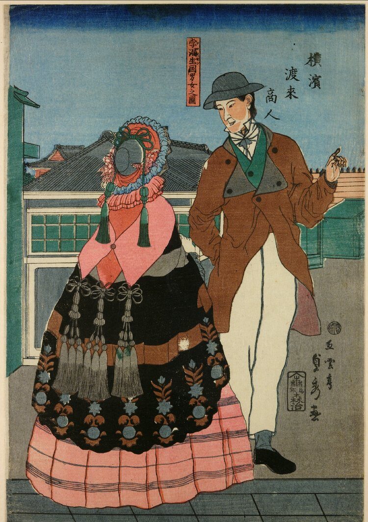 Utagawa Yoshitora, Returning Sails at the Wharves 波止場之規範, ink and colour on paper,1861, MET NY